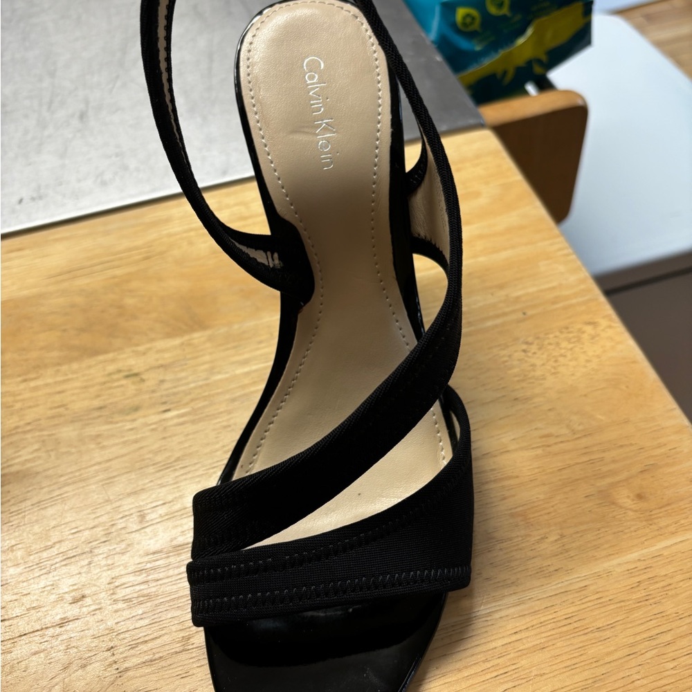 Calvin Klein Black Strappy Slingback Heels - Picture 3 of 8